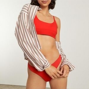 Everlane Swim Top Red Bikini The Scoop Neck Nyle Square Bathing Suit Pads